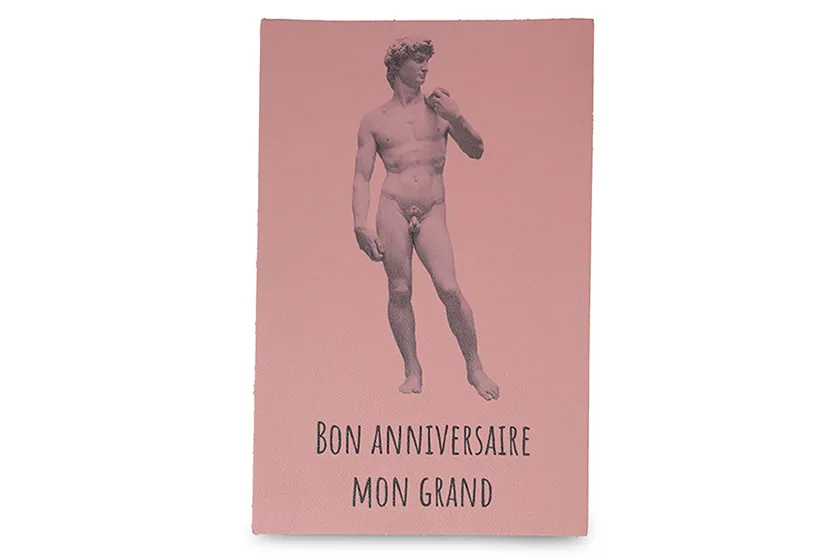 Carte postale cuir Bon anniversaire mon grand David – Michel Ange